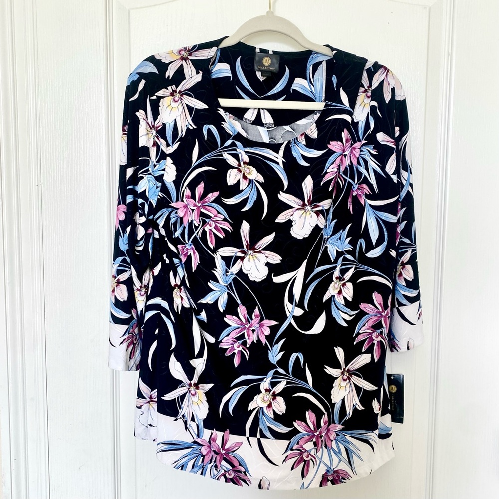 JM Collection Multicolor Floral Blouse